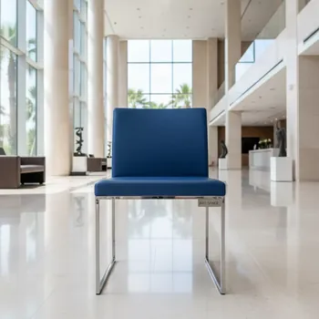 Аренда Стул Саф Ина синий экокожа каркас серебро в Radisson Collection Paradise — ART SPACE