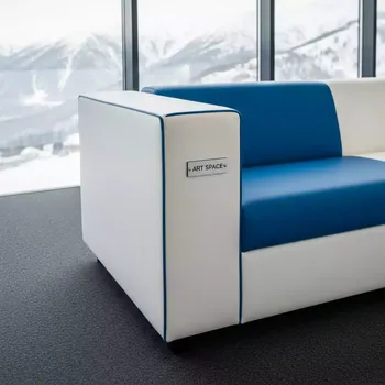 Аренда Диван бело синий Cube из экокожи на курорте «Газпром» (Альпика) — ART SPACE