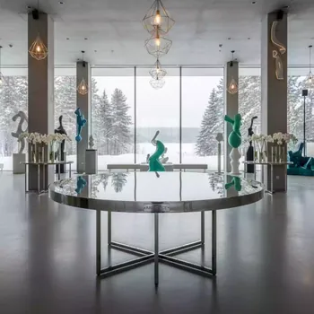 Аренда Стол Аскольд D180 серебро в Green Flow Hotel — ART SPACE