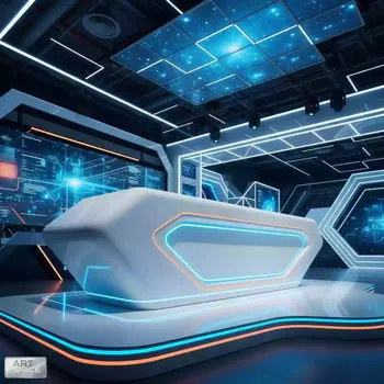 Аренда сценического подиума 6х3 м под автомобиль белый пластик в Omega Sirius — ART SPACE