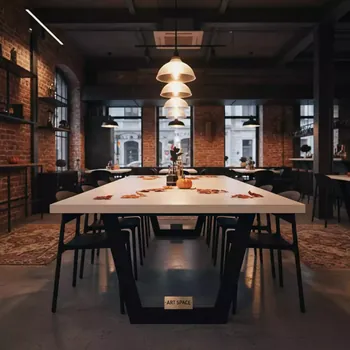 Аренда Стол белый черный Лидер 2 2400х900 в ресторане «Баран-Рапан» — ART SPACE
