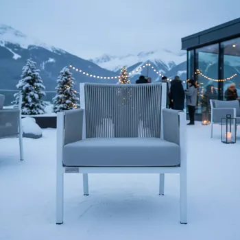 Аренда Стул плетеный Марсель из роупа белый каркас светло серый MAR CH W H grey в Golden Tulip Rosa Khutor — ART SPACE
