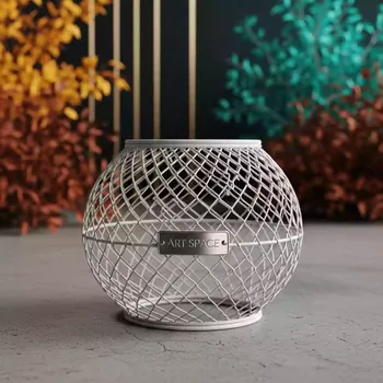 Аренда Клетка декоративная круглая белая 40 см на вилле «Анна» — ART SPACE