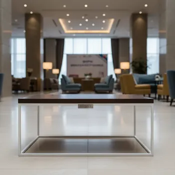 Аренда Журнальный стол Cube белый с коричневой столешницей в Radisson Collection Paradise — ART SPACE