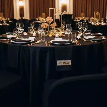 Аренда Скатерть круглая 3,2 м черная сатин в Radisson Hotel Rosa Khutor — ART SPACE