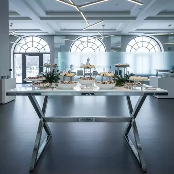 Аренда Фуршетный стол X Loft Silver White серебристый в гранд-отеле «Жемчужина» — ART SPACE
