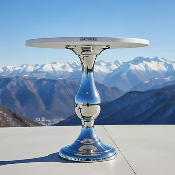 Аренда Стол коктейльный белый серебро Остин в Skypark Sochi — ART SPACE