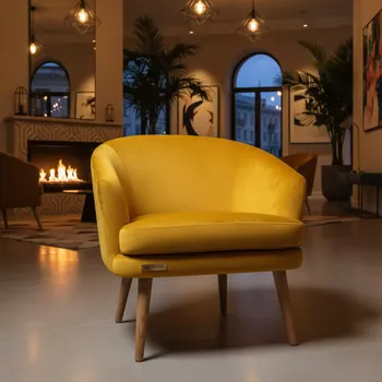 Аренда Стулy велюр желтый каркас бук в Boutique Hotel PORTUM 1905 — ART SPACE