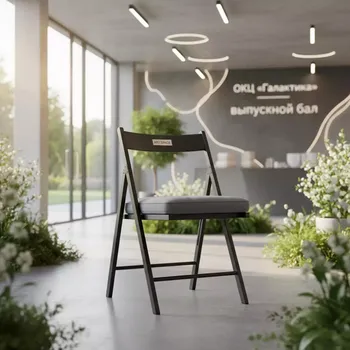 Аренда Стул складной Krin Luxe серый черный каркас в ОКЦ «Галактика» — ART SPACE