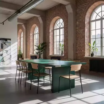 Аренда Стол с зеленой столешницей в лофте «Студия 21» — ART SPACE