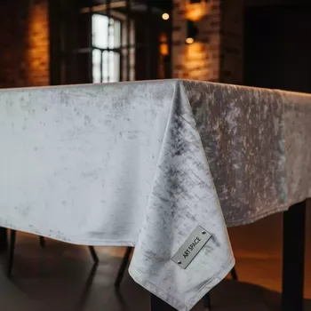 Аренда Скатерть бархатная светло серая на прямоугольный стол в Imeretinskiy Hotel — ART SPACE