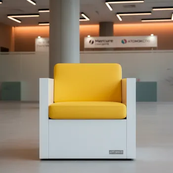 Аренда Кресло Cube бело желтое из экокожи в Mercure Сочи Центр — ART SPACE
