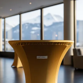 Аренда Чехол стрейч для коктейльного стола золотой в Novotel Resort — ART SPACE