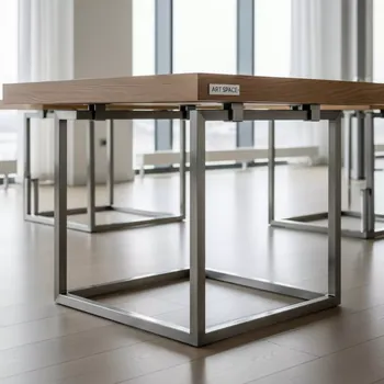 Аренда Стол угловой 1200х1200 дуб ножки алюминий в Radisson Blu Resort & Congress Centre — ART SPACE