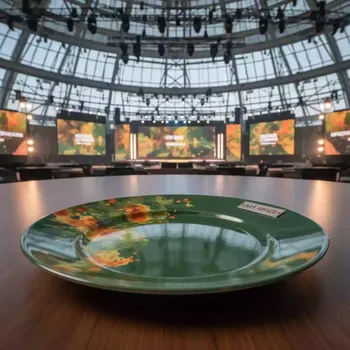 Аренда Тарелка закусочная зеленая АКВАРЕЛЬ VK Stadium Sirius — ART SPACE