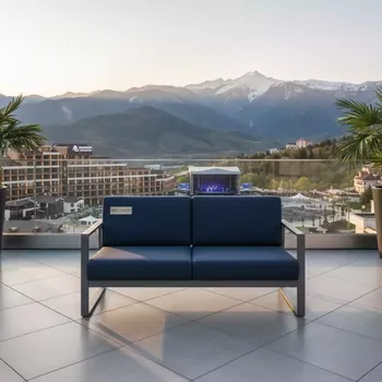 Аренда Диваны двухместные Mendoza синего цвета с серым каркасом в Sochi Marriott Krasnaya Polyana — ART SPACE