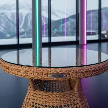 Аренда Стол из искусственного ротанга T306 D 105 light brown в Sochi Marriott Krasnaya Polyana — ART SPACE