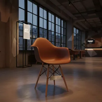 Аренда Стул дизайнерский Eames стиль DSW brown коричневый в ресторане «Паруса» — ART SPACE