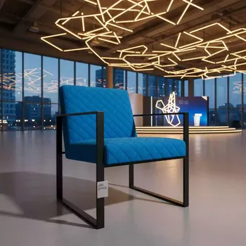 Аренда Стул Хит с подлокотниками черный каркас синий ромб в Delta Sirius — ART SPACE