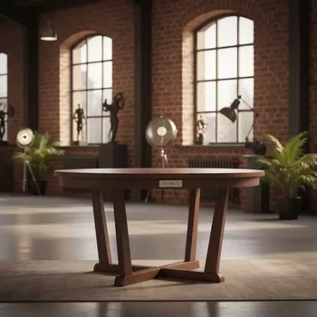 Аренда Стол круглый "Лидер 3" 120 см цвет орех в Boutique Hotel PORTUM 1905 — ART SPACE