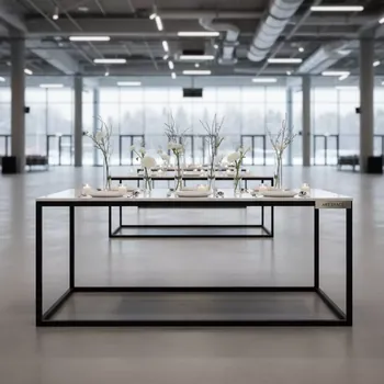 Аренда Стол Лидер 1 1500х900 белый черный каркас в VK Stadium Sirius — ART SPACE