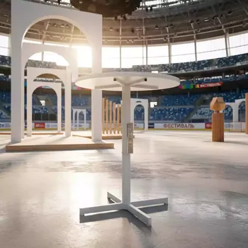 Аренда Стол коктейльный loft d 70 см белый дерево и металл в ледовой арене «Шайба» — ART SPACE