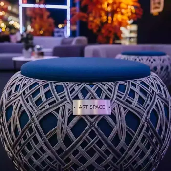 Аренда Пуф плетеный с подушкой Agorà в ресторане «Магадан» — ART SPACE