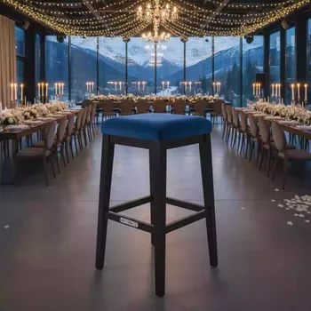 Аренда Стул полубарный синий велюр черная морилка Такер в Sochi Marriott Krasnaya Polyana — ART SPACE