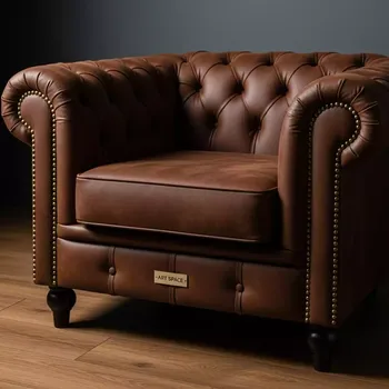 Аренда Кресло Chesterfield Classic коричневое в ресторане «Сыроварня» — ART SPACE