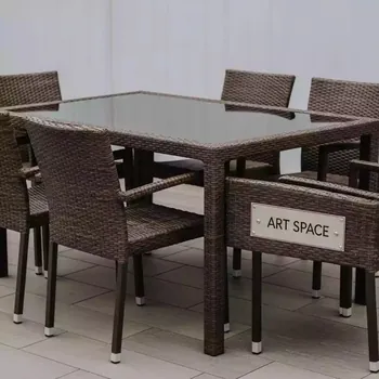 Аренда Комплект мебели из искусственного ротанга T51A Y376 W773 150x85 6Pcs brown в Гранд Отель Поляна — ART SPACE