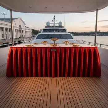 Аренда Фуршетная юбка Габардин красная 2700 мм на VIP теплоходе (Морпорт Сочи) — ART SPACE