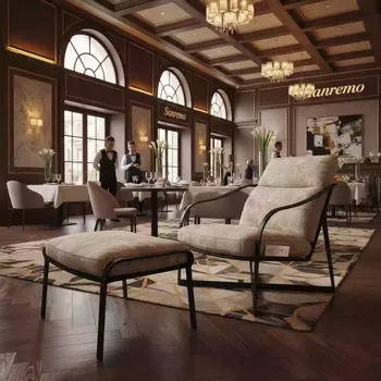 Аренда Кресло для отдыха с подставкой для ног Crest бежево черное в ресторане «Sanremo» — ART SPACE