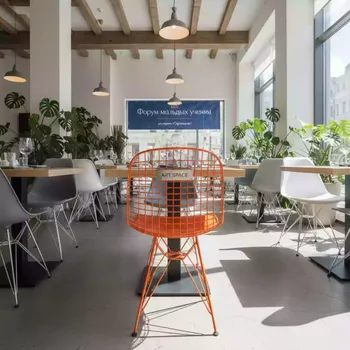 Аренда Стул металлический оранжевый Eames в ресторане «Сыроварня» — ART SPACE