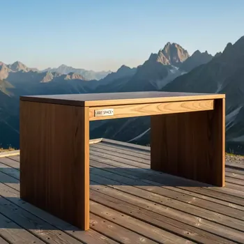 Аренда Стол компактный левый орех 140х120 см на площадке Rosa Peak (2320м) — ART SPACE