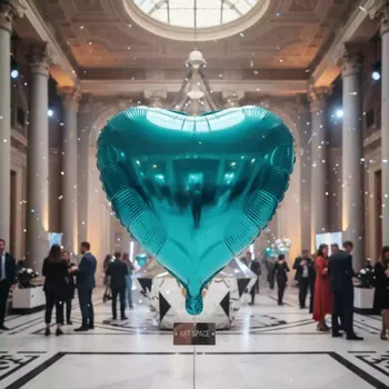 Аренда Сердце фольгированное 46 см бирюза в Alpha Sirius — ART SPACE