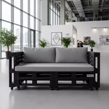 Аренда Диван из паллет черный в Delta Sirius — ART SPACE