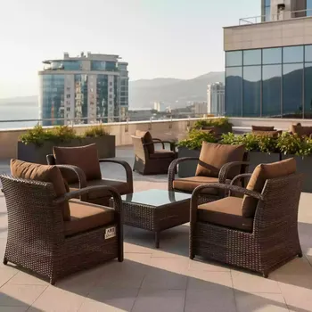 Аренда Мебельная группа плетеная коричневого цвета Витория в Courtyard by Marriott Sochi — ART SPACE
