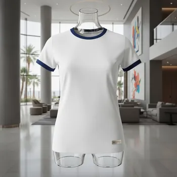 Аренда Футболка белая с тёмно синим под нанесение логотипа MILES WOMEN XL в Cosmos Sochi Hotel — ART SPACE