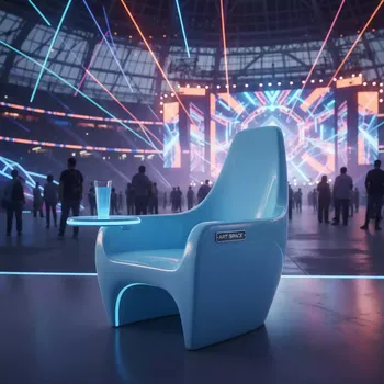 Аренда Стул Venezia с подлокотниками и столиком голубой VK Stadium Sirius — ART SPACE