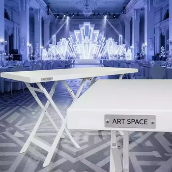 Аренда Стол складной белый Кейт 150 в ледовом дворце «Большой» — ART SPACE