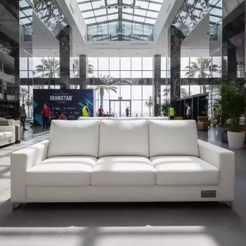 Аренда Диван трехместный белый экокожа в Cosmos Sochi Hotel — ART SPACE