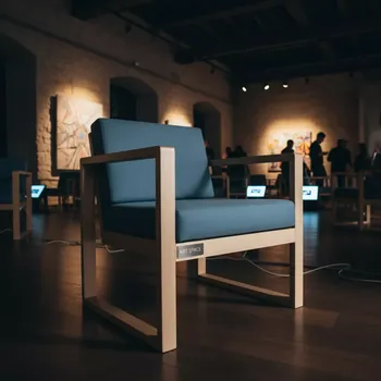 Аренда Стул Лион с подушкой голубой бежевый в усадьбе Голицына — ART SPACE