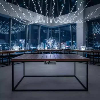Аренда Стол Лидер 1 уличный из реек черный темный орех 1200х800 в Boutique Hotel PORTUM 1905 — ART SPACE
