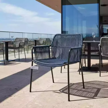 Аренда Стул плетеный Лион из роупа стальной каркас в ресторане «La Terrazza» — ART SPACE