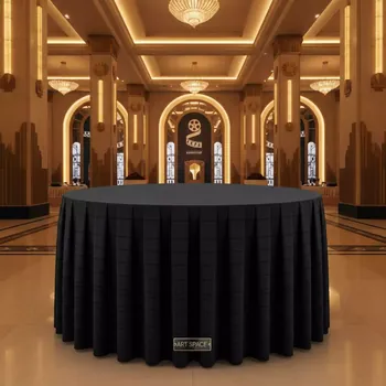 Аренда Стрейч чехол с юбкой для круглого стола черный 120 см в банкетном зале «Дельфин» — ART SPACE
