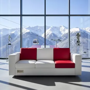 Аренда Диван трехместный бело красный Cube из экокожи 03 300RD в Skypark Sochi — ART SPACE