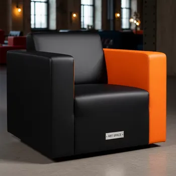 Аренда Кресло Cube черно оранжевое из экокожи 04 038OR в Cosmos Sochi Hotel — ART SPACE