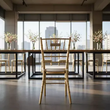 Аренда Стул Chiavari деревянный с подушкой золото в ресторане «Brunello» — ART SPACE