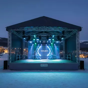 Аренда Сцены Layher 10х8 м с крышей на курорте «Газпром» (Альпика) — ART SPACE