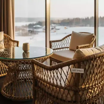 Аренда Мебельный комплект Арго стол 2 кресла ротанг бежевый в Green Flow Hotel — ART SPACE